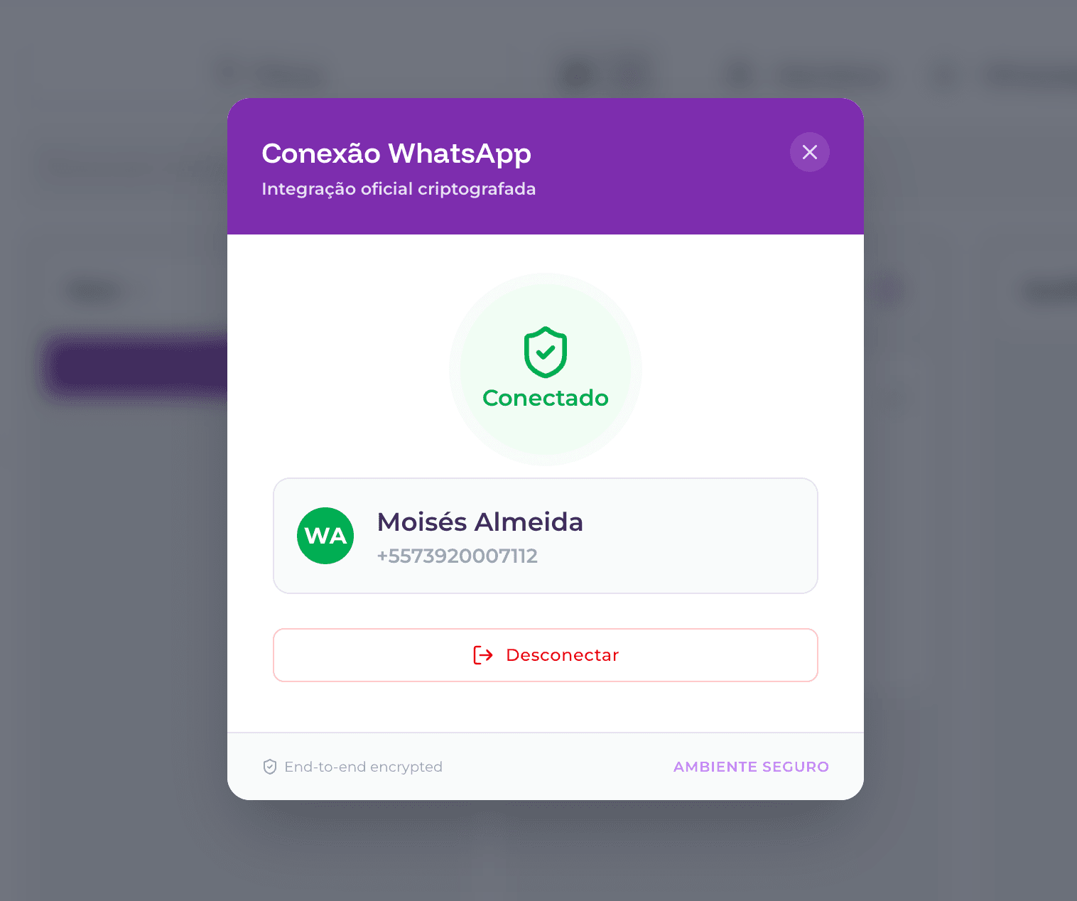 Interface do WhatsApp Business auditada pelo meucliente.io